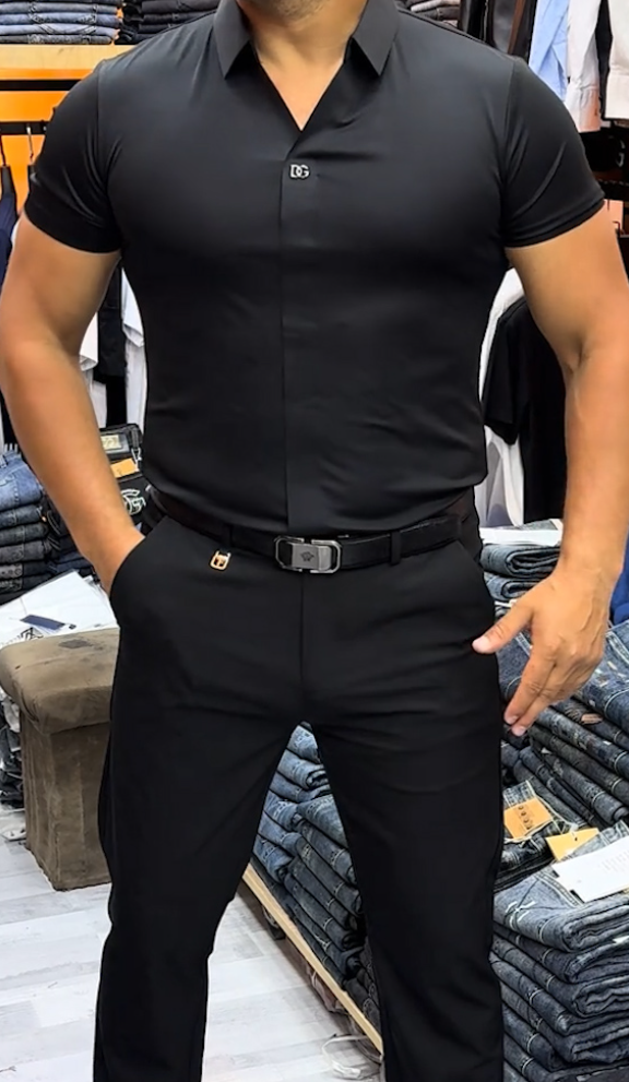 Men's Short Sleeve Silk Casual Shirt