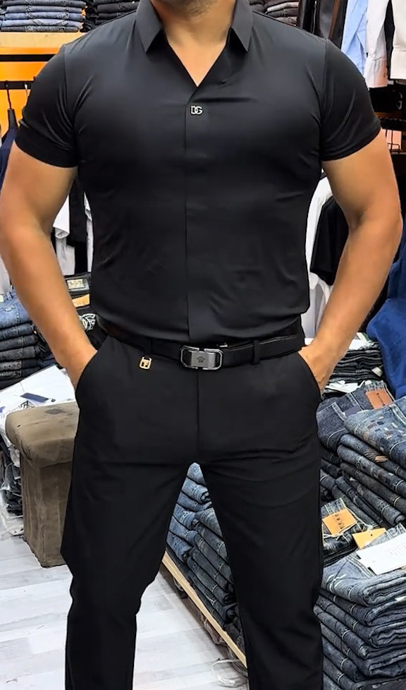 Men's Short Sleeve Silk Casual Shirt