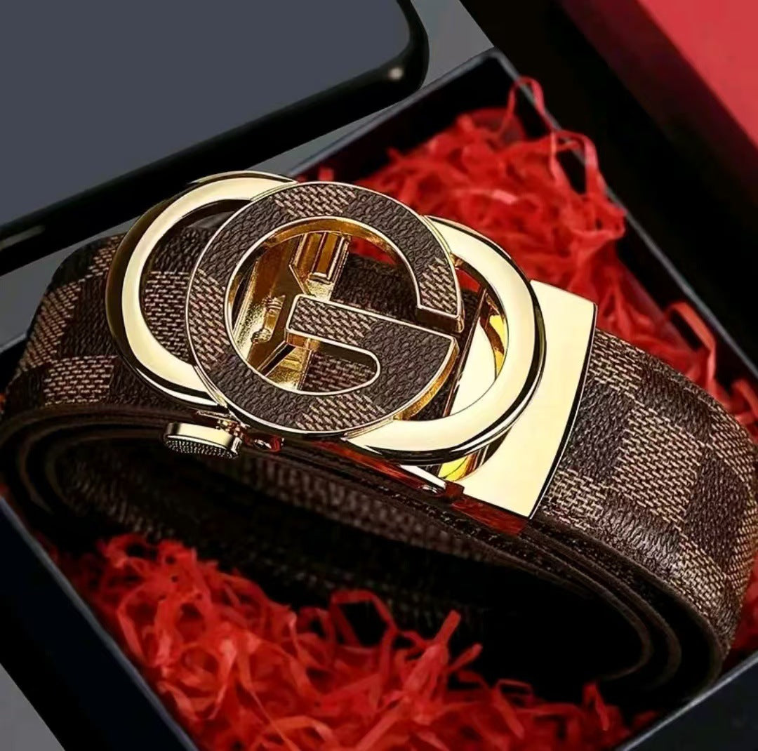 Men's Cowhide Metal Letter Colorblock Fashion Belt