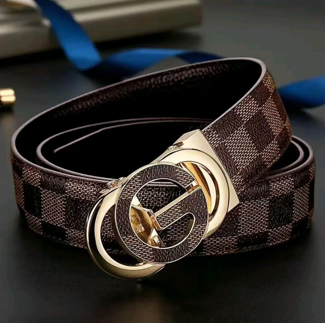 Men's Cowhide Metal Letter Colorblock Fashion Belt