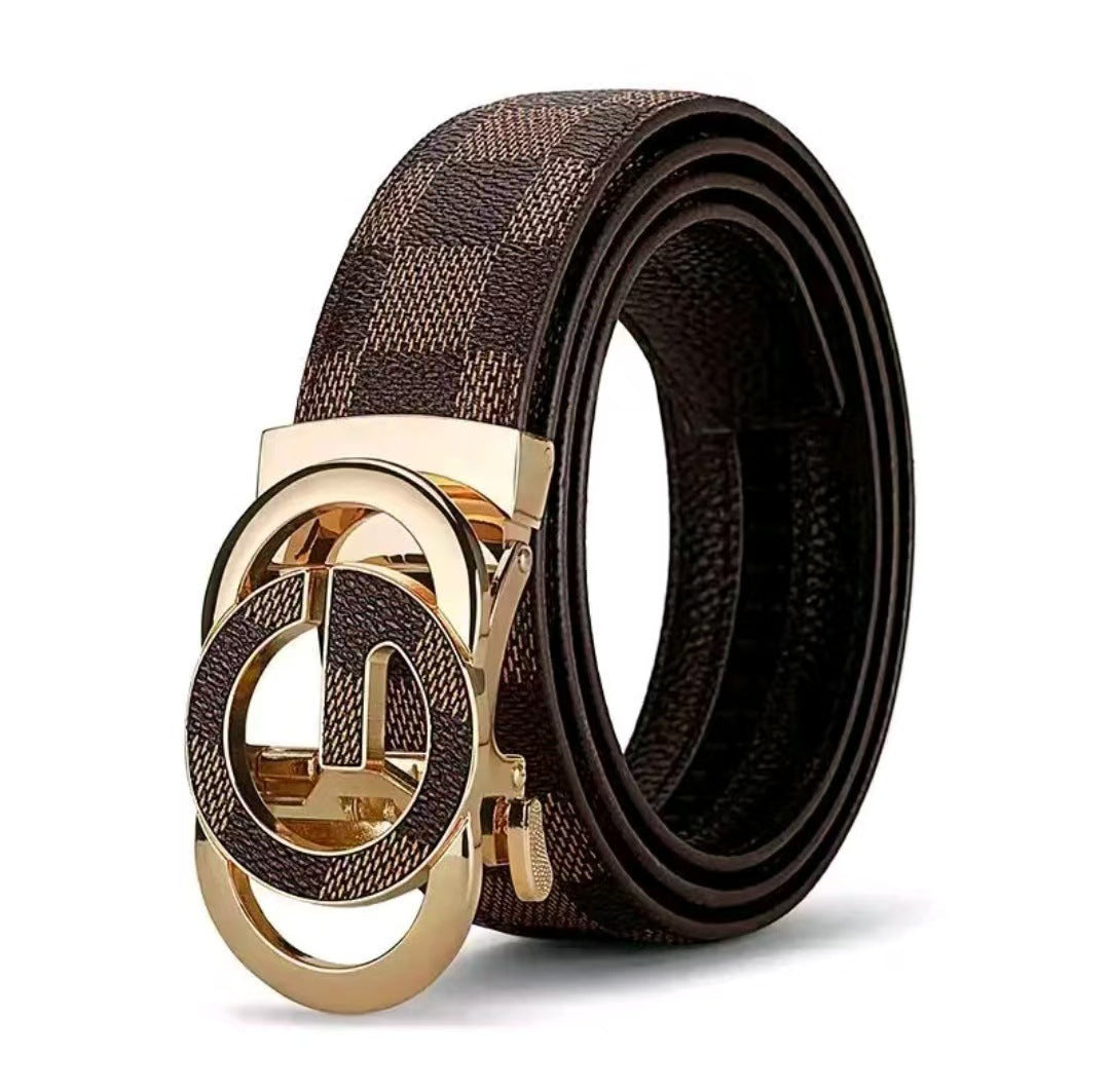 Men's Cowhide Metal Letter Colorblock Fashion Belt