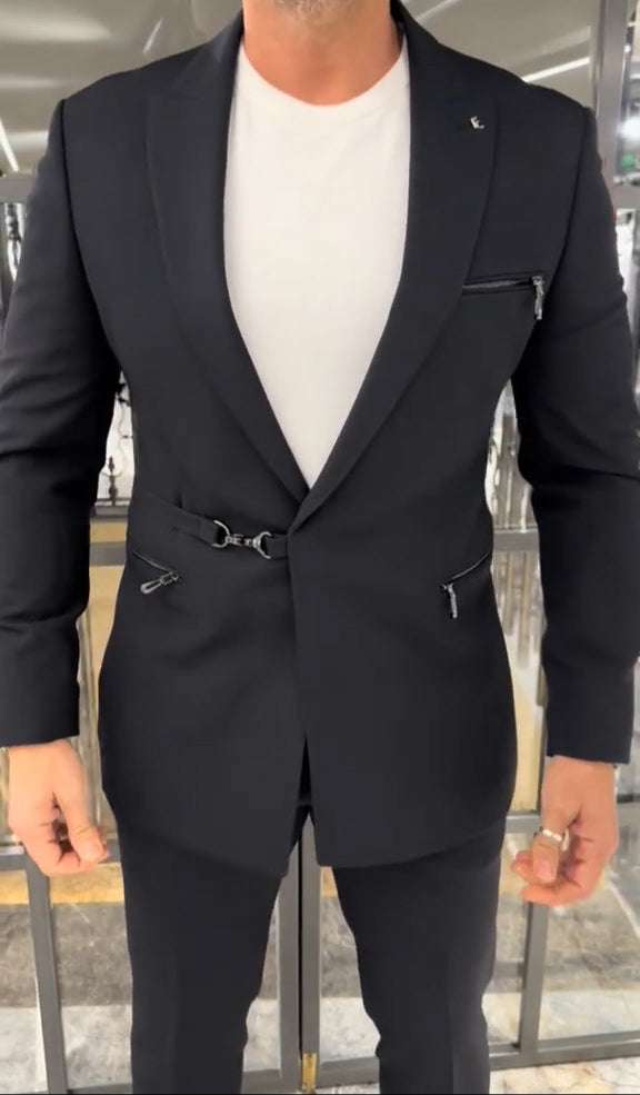 Men's velvet lace-up casual suit