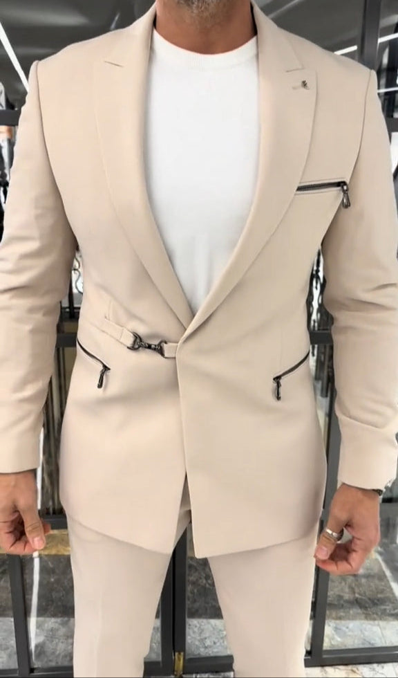 Men's velvet lace-up casual suit