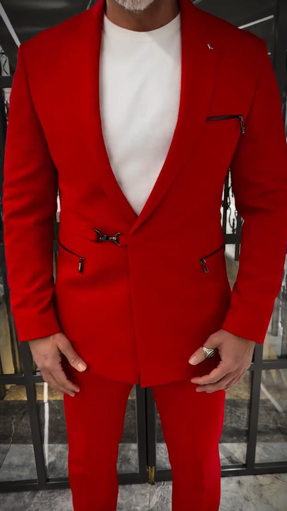 Men's velvet lace-up casual suit