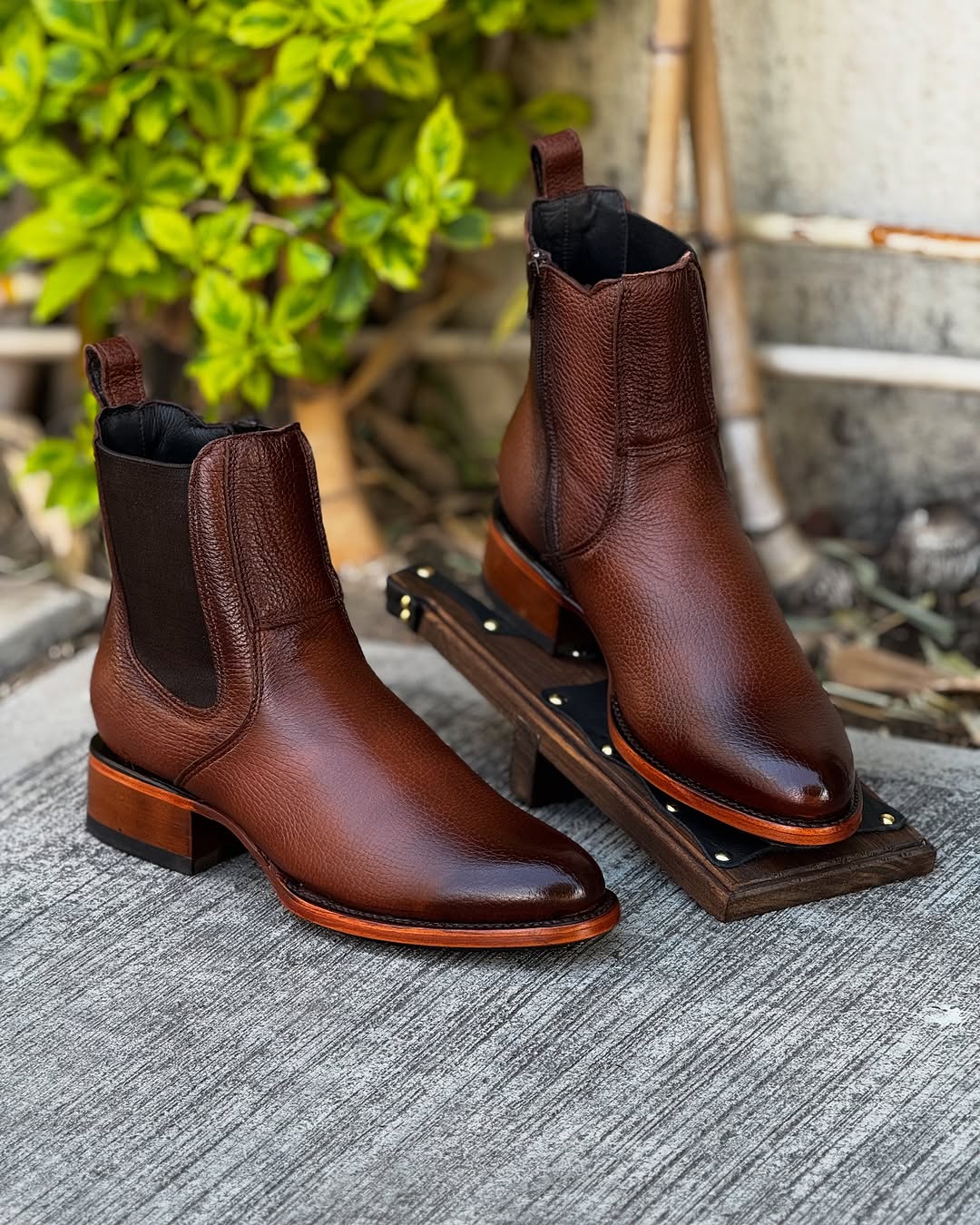 Original Honey Deerskin Cowboy Boots