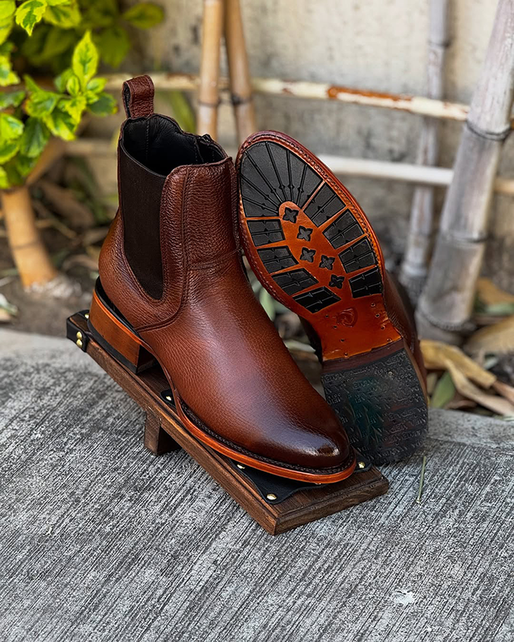 Original Honey Deerskin Cowboy Boots