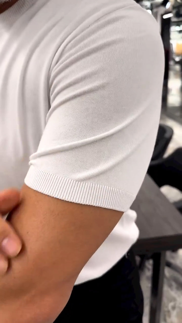 Men's cotton crew neck versatile solid color T-shirt