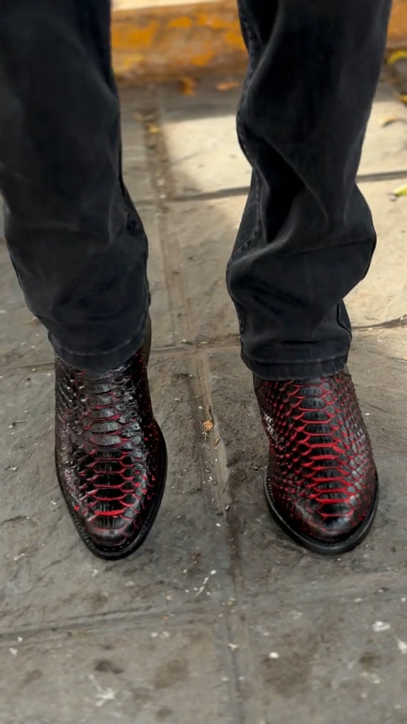 2025 Original Red Python Cowboy Boots