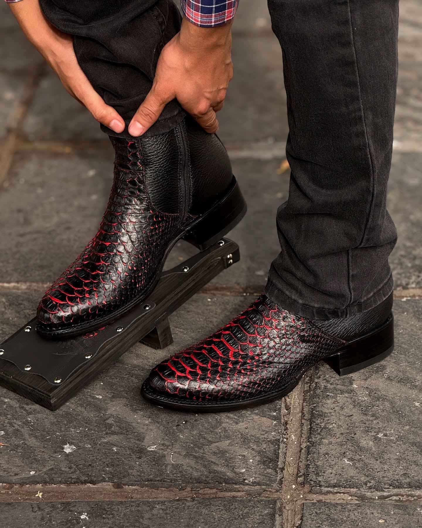 2025 Original Red Python Cowboy Boots