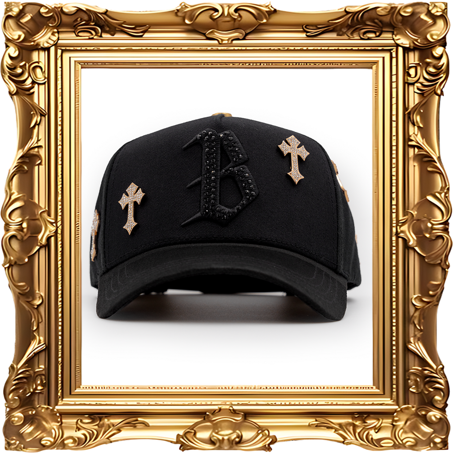 Rose gold diamond cross embroidered hat