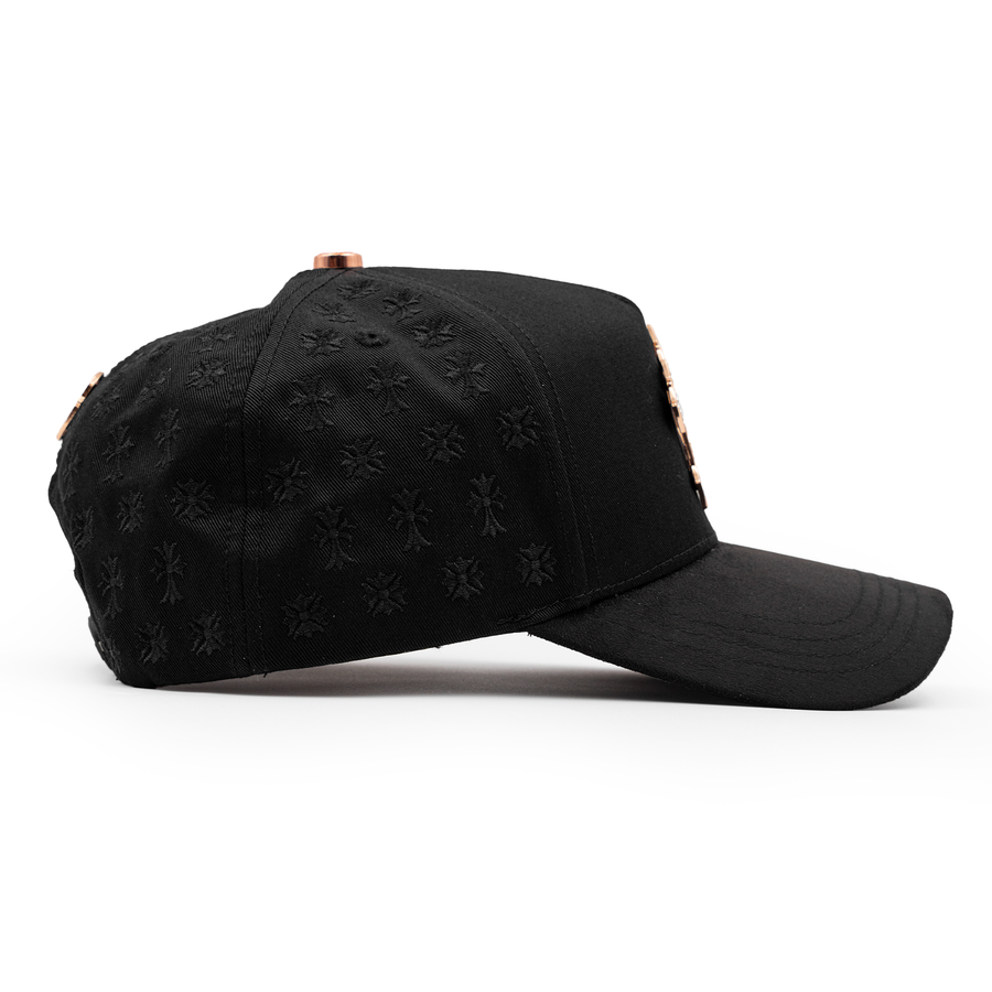 Rose gold diamond cross embroidered hat