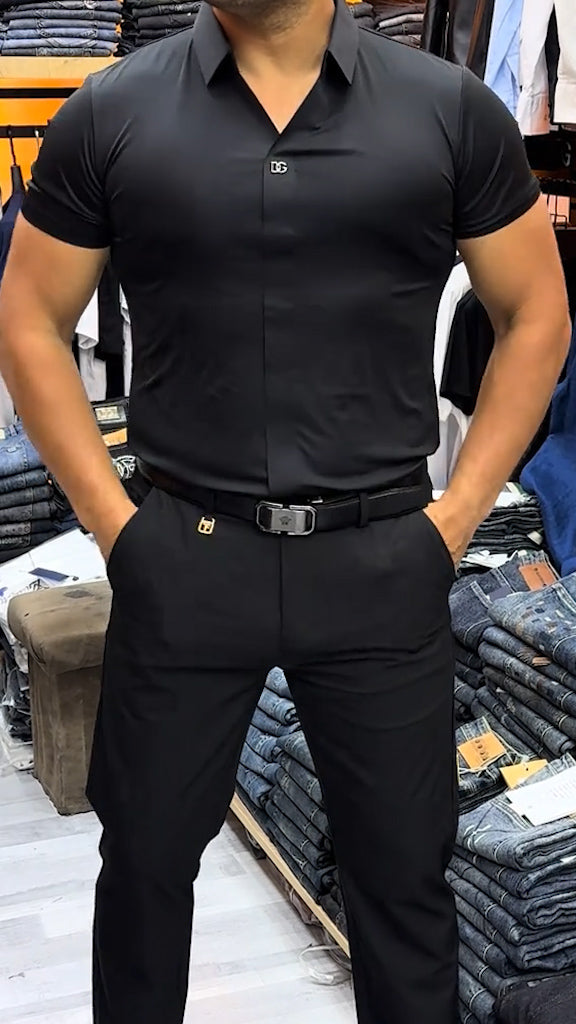 Men's Short Sleeve Silk Casual Shirt