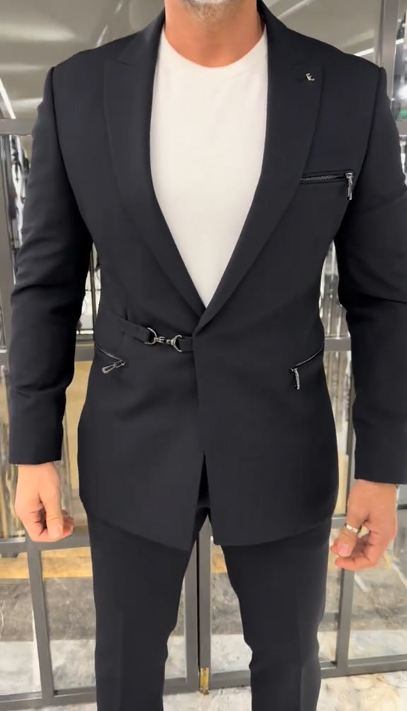 Men's velvet lace-up casual suit