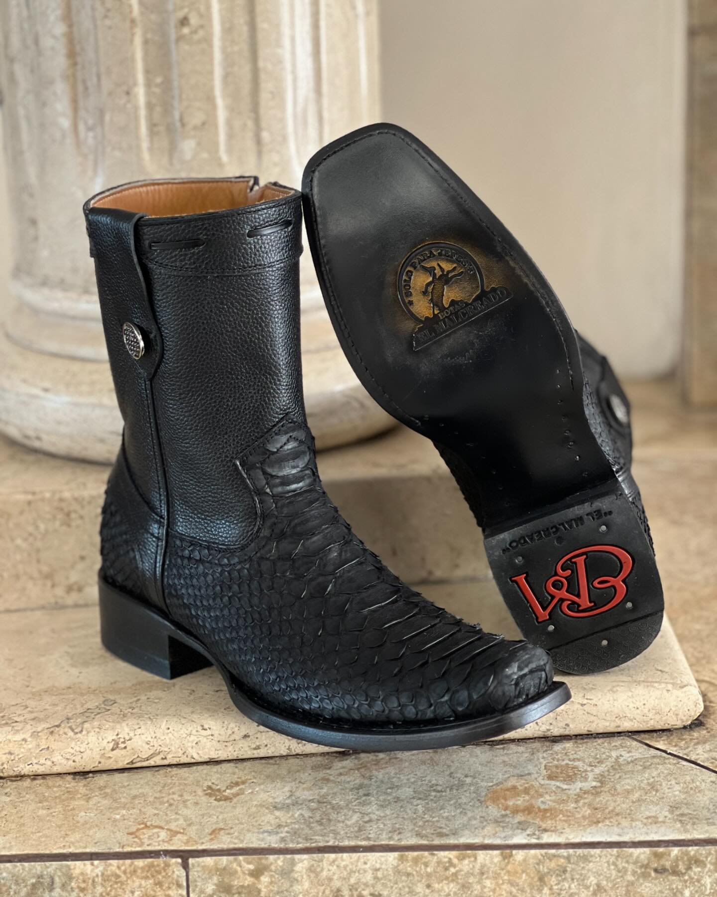 New 3D Python Pattern Cowboy Boots