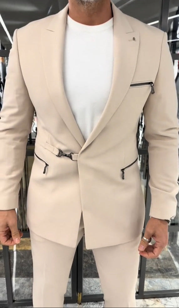 Men's velvet lace-up casual suit