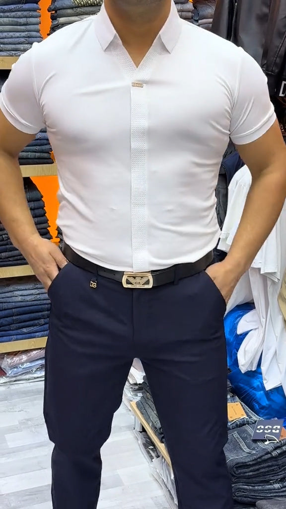 Men's Short Sleeve Stretch Breathable Casual Shirt