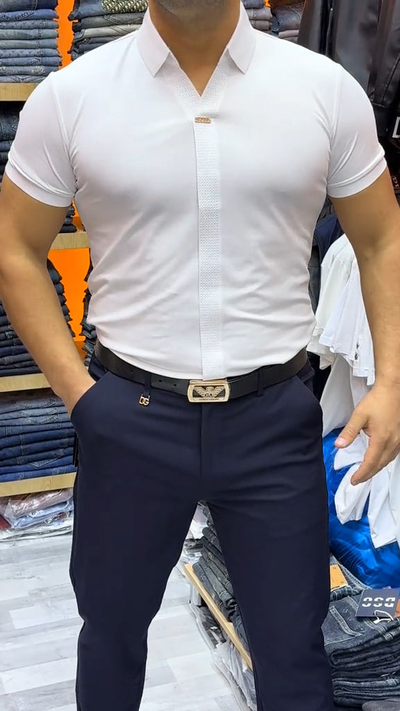 Men's Short Sleeve Stretch Breathable Casual Shirt