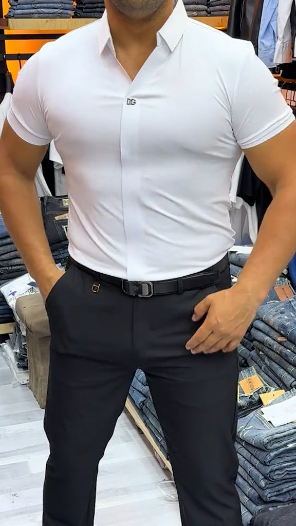 Men's Short Sleeve Silk Casual Shirt
