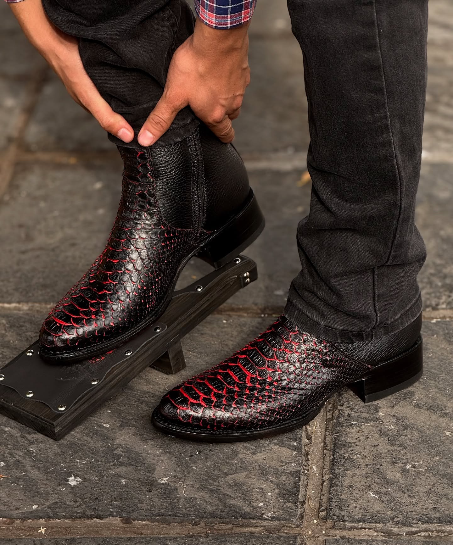 2025 Original Red Python Cowboy Boots