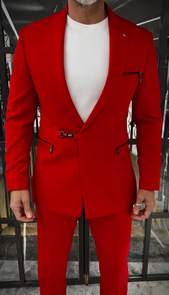 Men's velvet lace-up casual suit