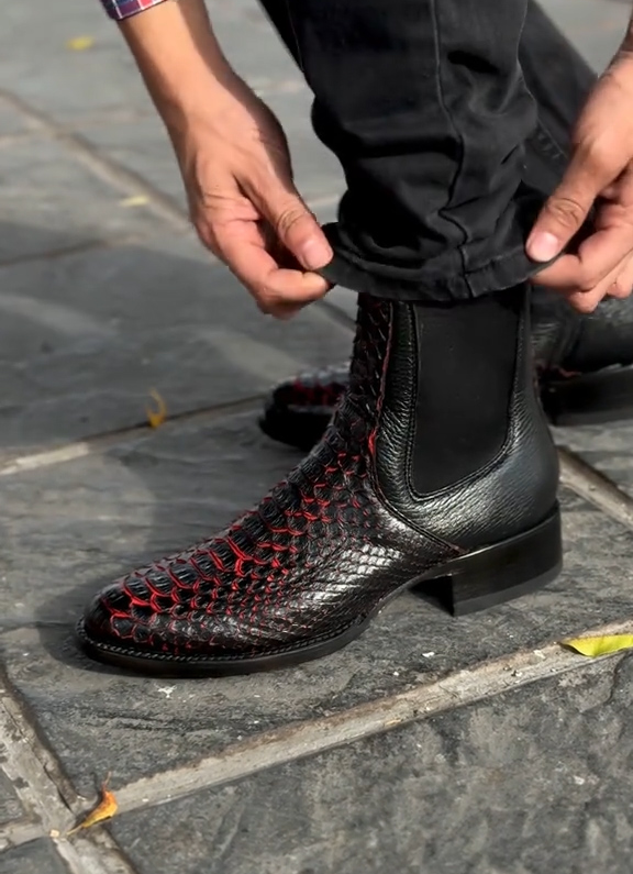 2025 Original Red Python Cowboy Boots