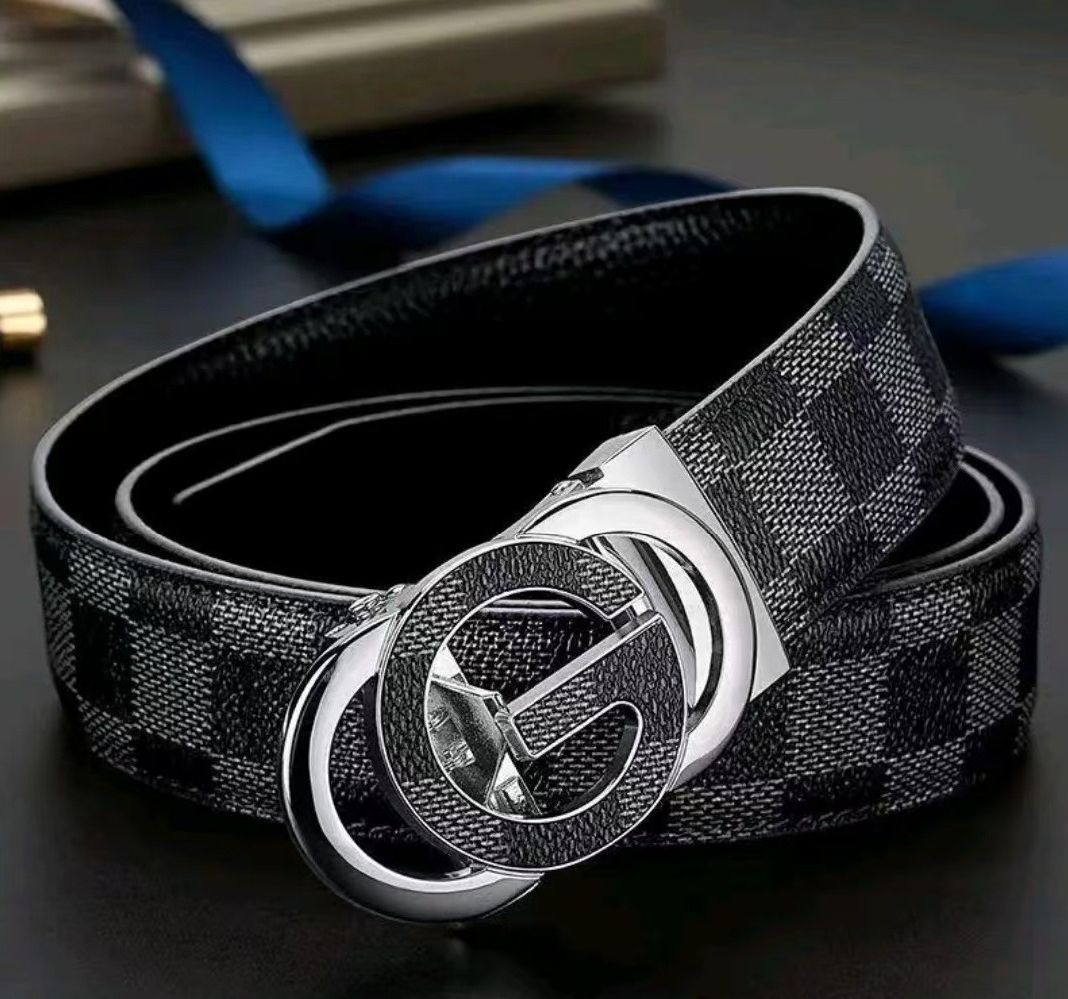 Men's Cowhide Metal Letter Colorblock Fashion Belt