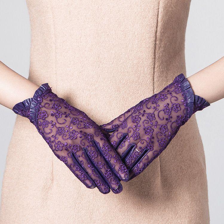 2024 New Sheepskin Lace Driving Women's Gloves
