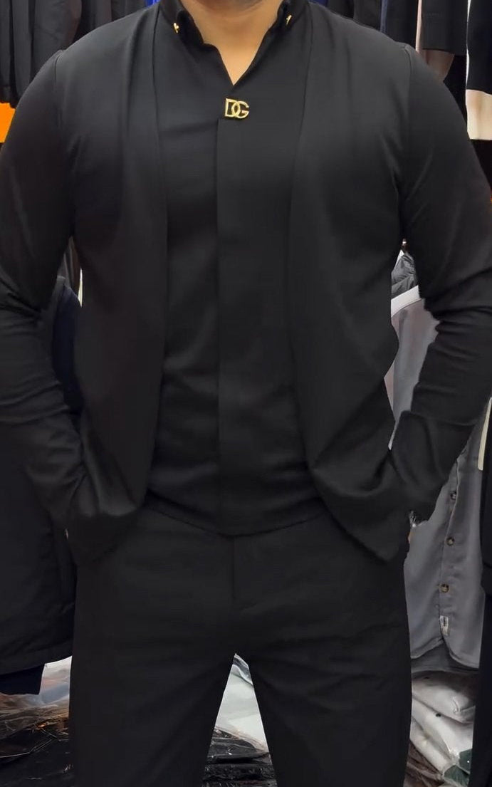Men's long-sleeved knitted two-piece casual cardigan