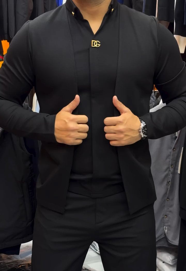 Men's long-sleeved knitted two-piece casual cardigan