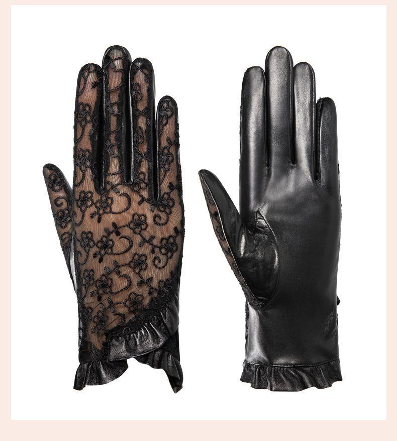 2024 New Sheepskin Lace Driving Women's Gloves