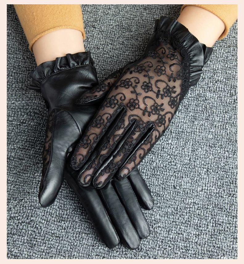 2024 New Sheepskin Lace Driving Women's Gloves