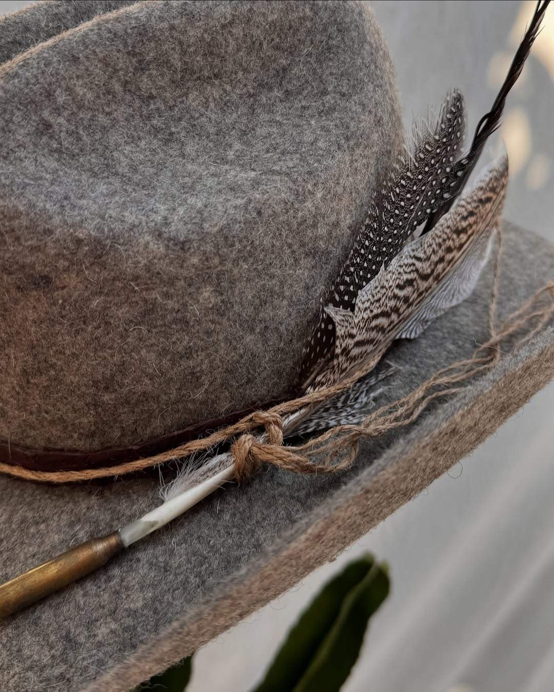 Western wool felt cowboy feather hat