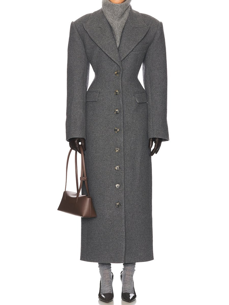 Double-breasted Darted Waist Design Casual Coat