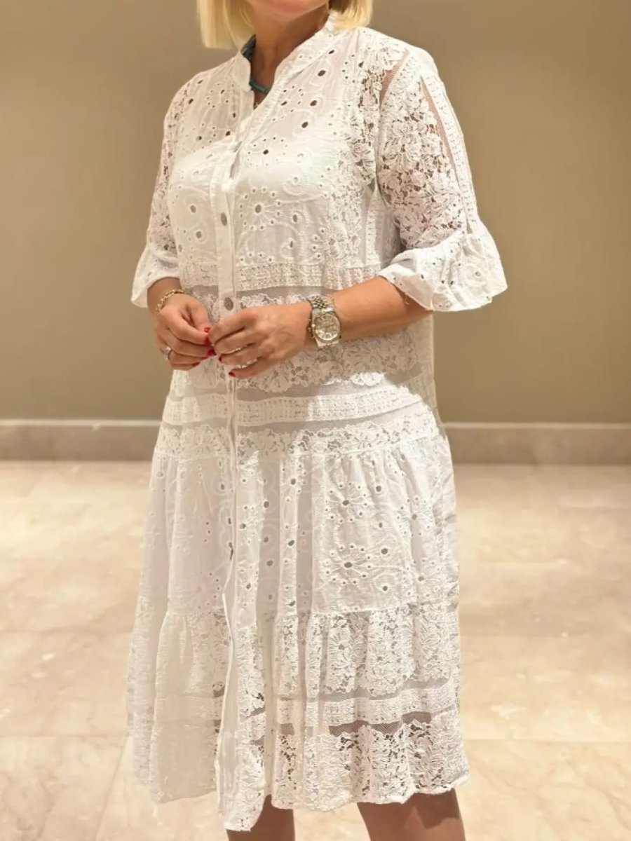 2024 Lace-up Button Loose Dress