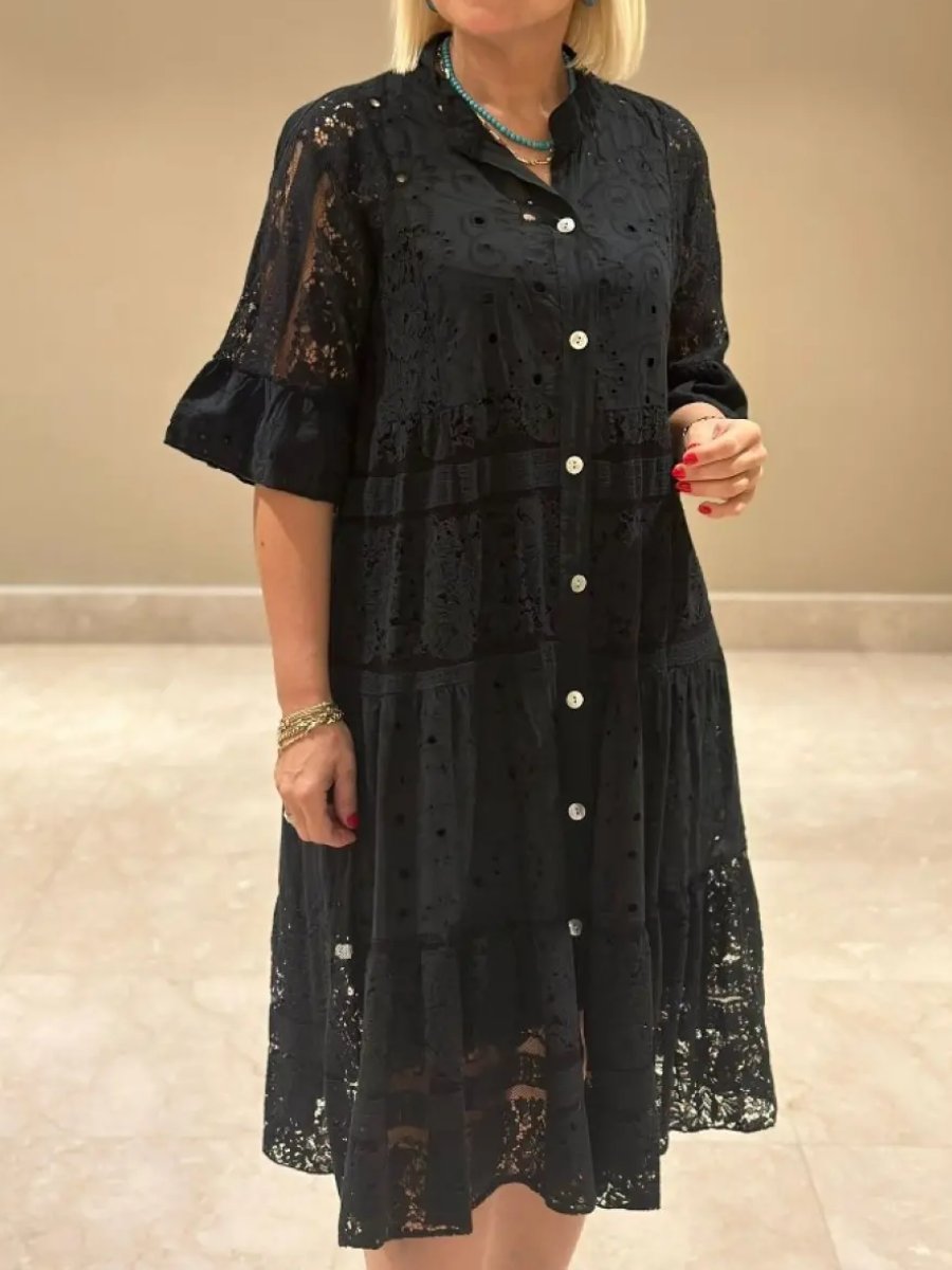 2024 Lace-up Button Loose Dress