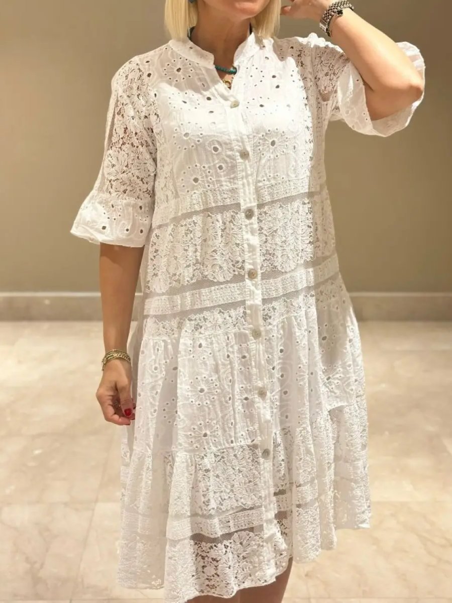 2024 Lace-up Button Loose Dress