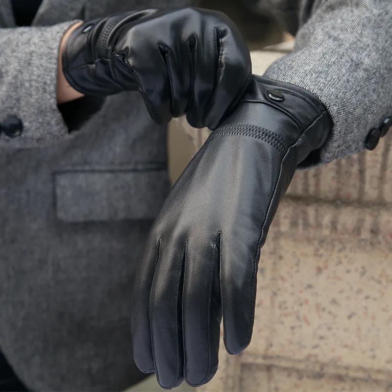 2024 Black Goatskin Men's Driving Gloves