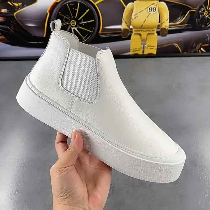 Men's leather slip-on platform shoes