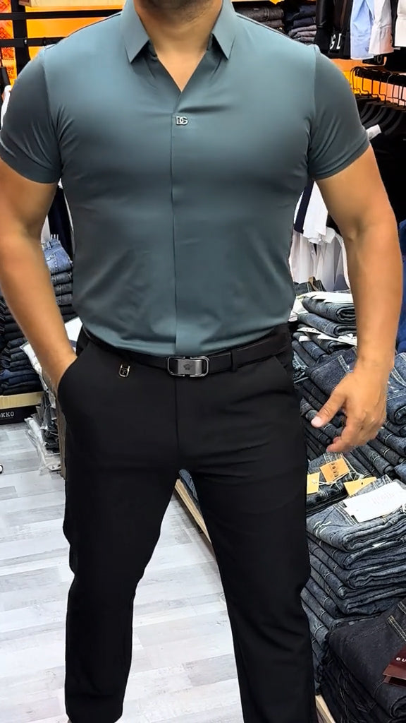 Men's Short Sleeve Silk Casual Shirt