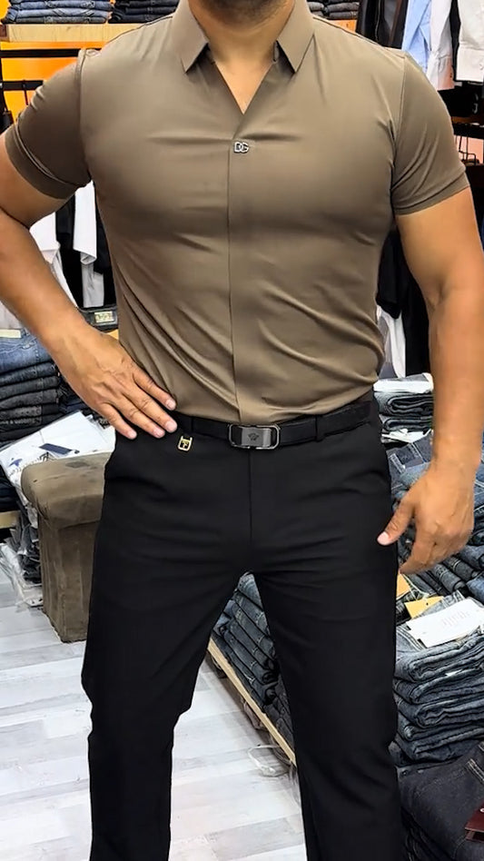 Men's Short Sleeve Silk Casual Shirt