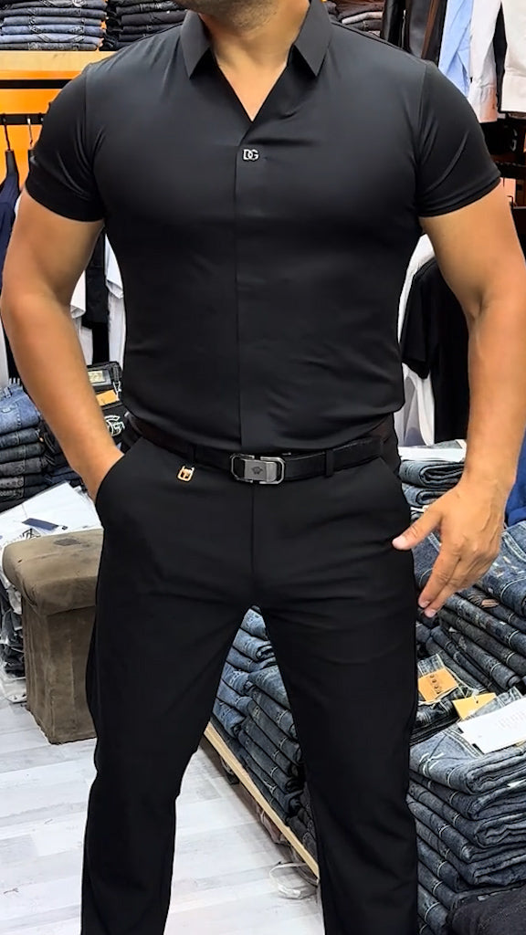 Men's Short Sleeve Silk Casual Shirt