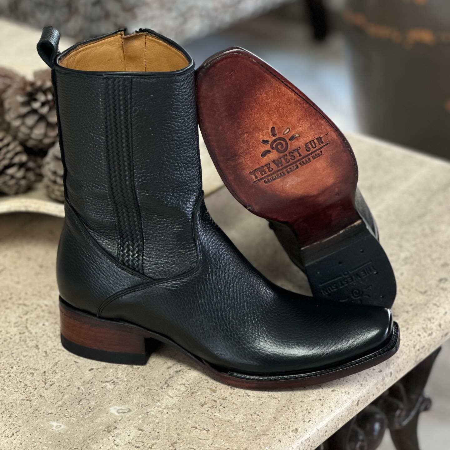 New Original Deerskin Zipper Cowboy Boots