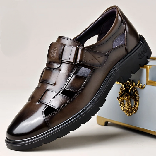 Men's Summer Genuine Leather Hollow Breathable Casual Fashion Sandals
