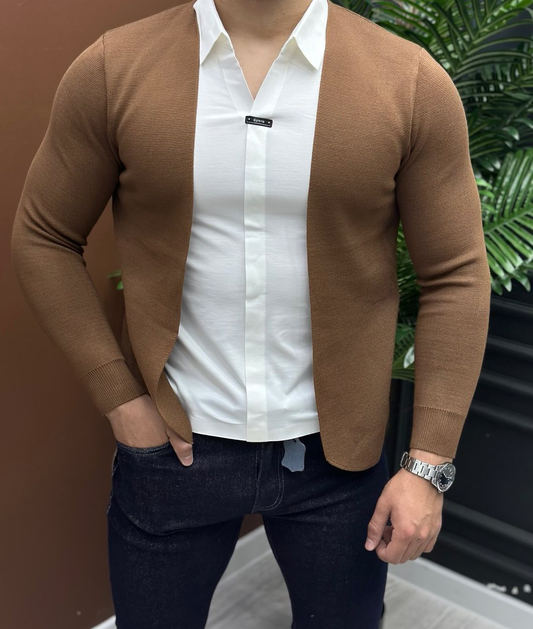 Men's long-sleeved knitted two-piece casual cardigan