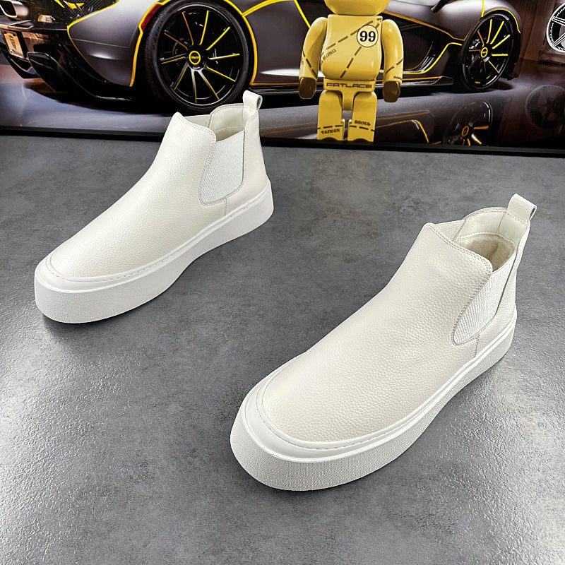 Men's leather slip-on platform shoes