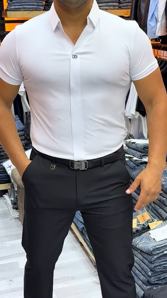 Men's Short Sleeve Silk Casual Shirt