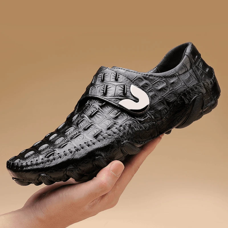 Men's Crocodile Leather Soft-Sole Slip-On Casual Leather Shoes