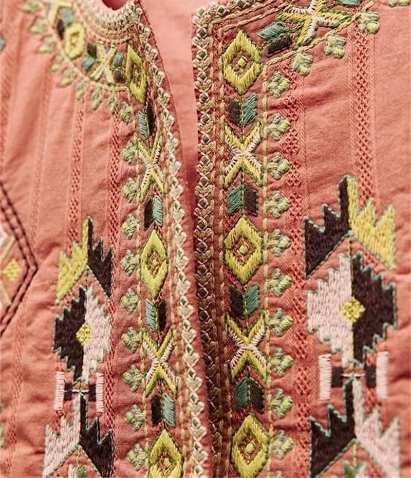 2024 Original Round Neck Sleeveless Flower Embroidery Suit