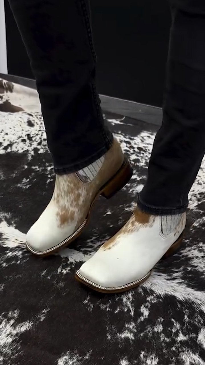 White Cow Leather Cowboy Boots