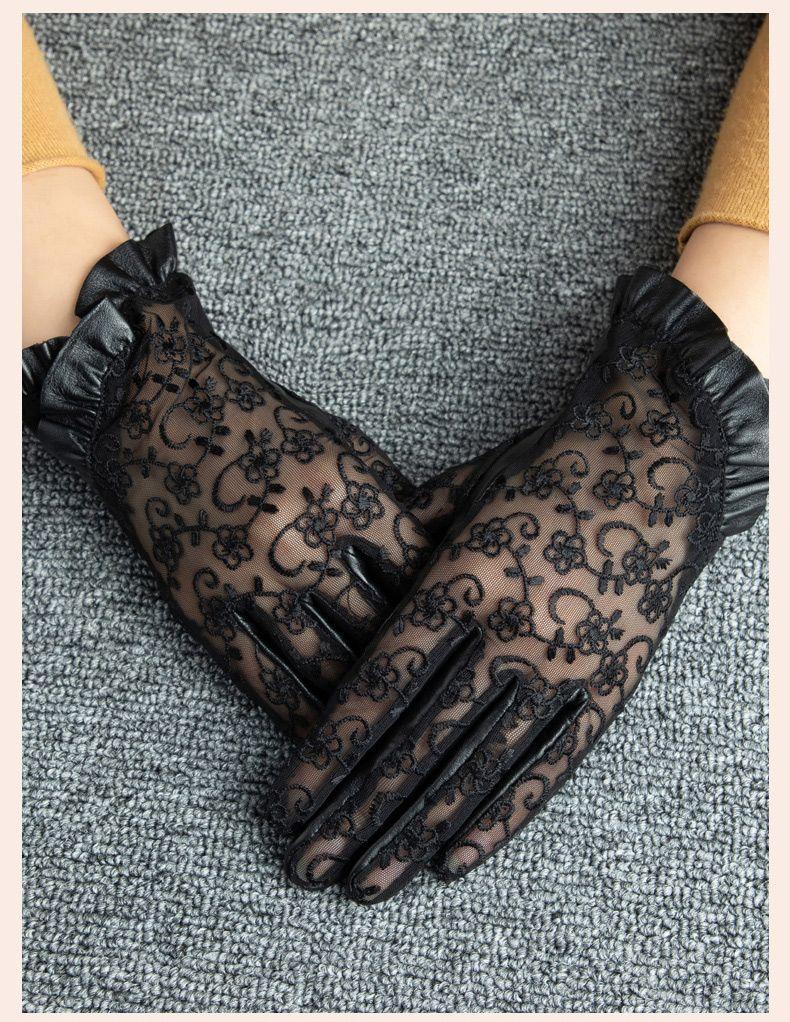 2024 New Sheepskin Lace Driving Women's Gloves